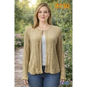 Cable Knit Cardigan Sweater - Size XL - 0130